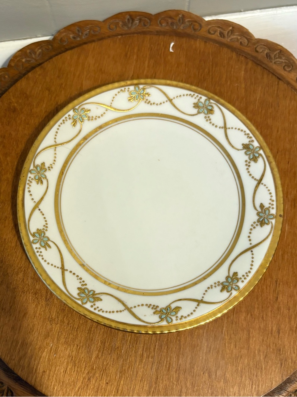 Limoges Elegant Gold, White, and Blue Decorative Plate